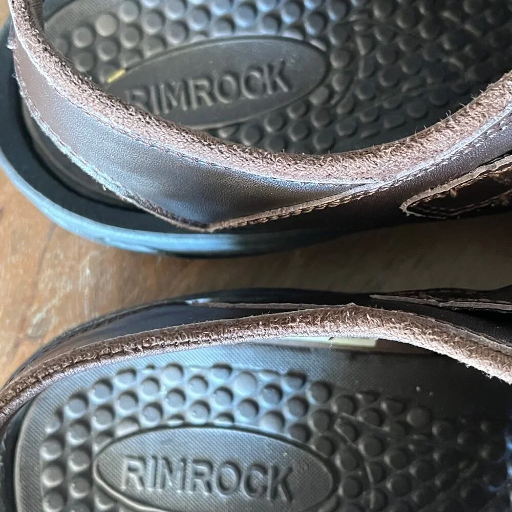 Rimrock Mens Fisherman Sandals Brown Leather Hook Loop‎ Adjustable Strap Size 12